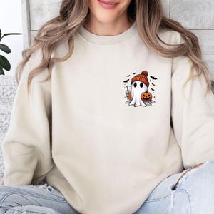 Ghost Sweatshirt, Cute Ghost Sweater, Halloween Jumper, Funny Halloween, Ghost Pumpkin Top, Pumpkin Season Gift, Fall Sweater, Autumn Jumper image 1