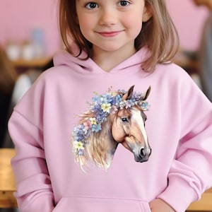 Kids Horse Hoodie, Girls Horse Hoodie, Horse Lover Hoodie, Equestrian Hoodie, Horse Lover Toddler Gift, Horse Riding Gift, Horse Racing Gift