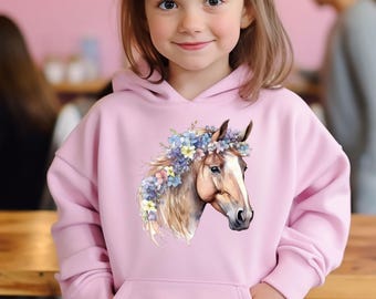 Kids Horse Hoodie, Girls Horse Hoodie, Horse Lover Hoodie, Equestrian Hoodie, Horse Lover Toddler Gift, Horse Riding Gift, Horse Racing Gift