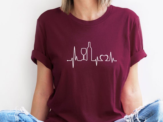 Wine Heartbeat Shirt ,Funny Cute Wine Glass Lover Gift Wine Heartbeat Shirt ,Funny Cute Wine Glass Lover Gift