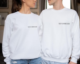 Wedding Sweatshirt, Roman Numeral Gift, Roman Numeral Gift, Personalised Wedding, Matching Jumper, Couple Gift, Honeymoon Sweatshirt