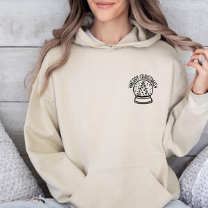 Snow Globe Hoodie, Merry Christmas Hoodie, Winter Hoodie, Christmas Hoodie, Womens Christmas, Happy Christmas, Holiday Hoodie, Snow Hoodie image 2