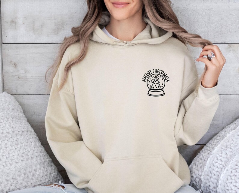 Snow Globe Hoodie, Merry Christmas Hoodie, Winter Hoodie, Christmas Hoodie, Womens Christmas, Happy Christmas, Holiday Hoodie, Snow Hoodie image 2