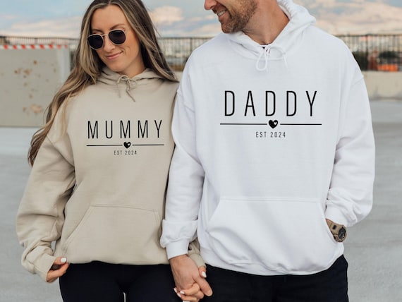 New Mama Hoodie, New Dad Hoodie, Daddy and Mummy, Personalised Mum, Custom Dad Hoodie, Dad Birthday Gift, Cute Family Hoodie