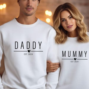 New Mama Sweatshirt, New Dad Sweater, Daddy and Mummy, Personalised Mum, Custom Dad Jumper, Dad Birthday Gift, Cute Family Sweatshirt image 2