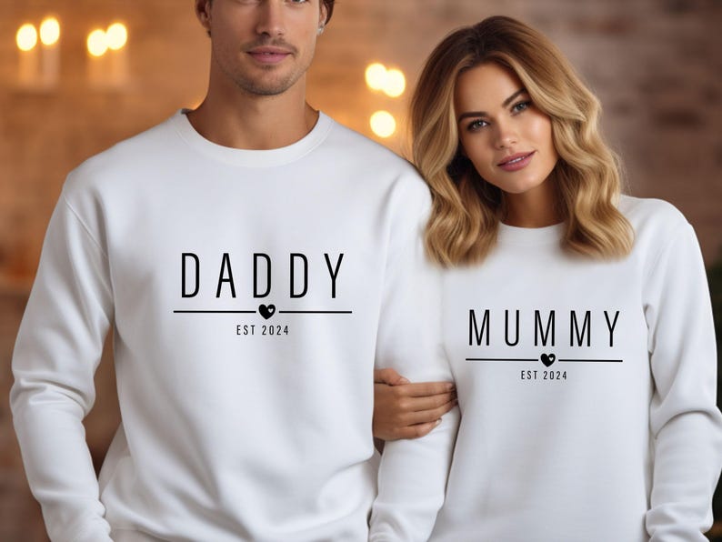 New Mama Sweatshirt, New Dad Sweater, Daddy and Mummy, Personalised Mum, Custom Dad Jumper, Dad Birthday Gift, Cute Family Sweatshirt image 2