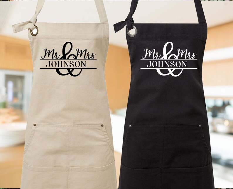 Couples Apron, Matching Apron for Couple, Personalised Apron, Wedding ...
