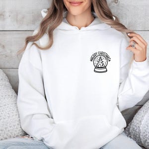 Snow Globe Hoodie, Merry Christmas Hoodie, Winter Hoodie, Christmas Hoodie, Womens Christmas, Happy Christmas, Holiday Hoodie, Snow Hoodie image 1