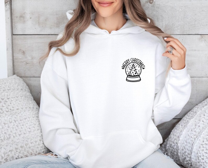 Snow Globe Hoodie, Merry Christmas Hoodie, Winter Hoodie, Christmas Hoodie, Womens Christmas, Happy Christmas, Holiday Hoodie, Snow Hoodie image 1