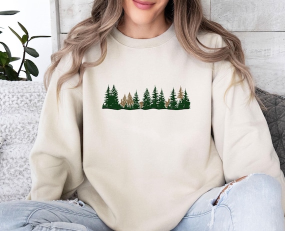 Forest Sweatshirt, Pine Tree Sweater, Christmas Tree Jumper, Christmas Sweatshirt, Holiday Sweatshirt, Camping Lover Gift, Nature Lover Top