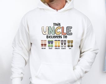 This Uncle Belongs Hoodie, New Uncle Gift, Uncle To Be Pullover, Fathers Day Hoodie, Custom Uncle Top, Personalised Uncle, Promoted To Uncle