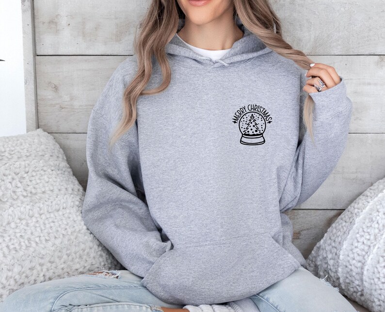 Snow Globe Hoodie, Merry Christmas Hoodie, Winter Hoodie, Christmas Hoodie, Womens Christmas, Happy Christmas, Holiday Hoodie, Snow Hoodie image 6