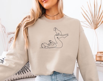 Womens Yoga Sweatshirt, Yoga With Dog Sweater, Dog Lovers Jumper, Yoga Lover Gift, Gymnastic Sweatshirt, Spiritual Gift, Cute Yoga Jumper