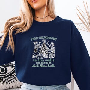Christmas Songs Sweatshirt, From the Windows To The Walls , Vintage Christmas Sweater, Decks The Halls, Womens Christmas, Funny Xmas Sweater image 3