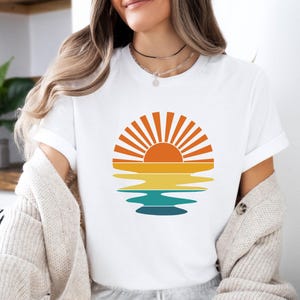 Sunset Tshirt, Retro Sunset Shirt, Sunset Rays Tshirt, Vacation Tshirt, Sunset T-shirt, Nature T-shirt, Adventure Shirt, Holiday Shirt image 1