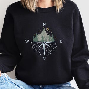 Camping Sweatshirt, Compass Sweatshirt, Compass Gift, Camping Gifts, Womens Camping Top, Mens Camping Gift, Mountain Top, Holiday Jumper image 2