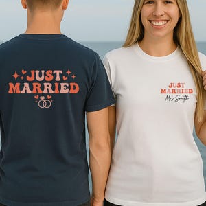 Comfort Colors® Just Married Shirt, Custom Wedding T-shirt, Newlywed Shirts, Matching Couples Tee, Honeymoon Shirts, Personalised Couple bild 2