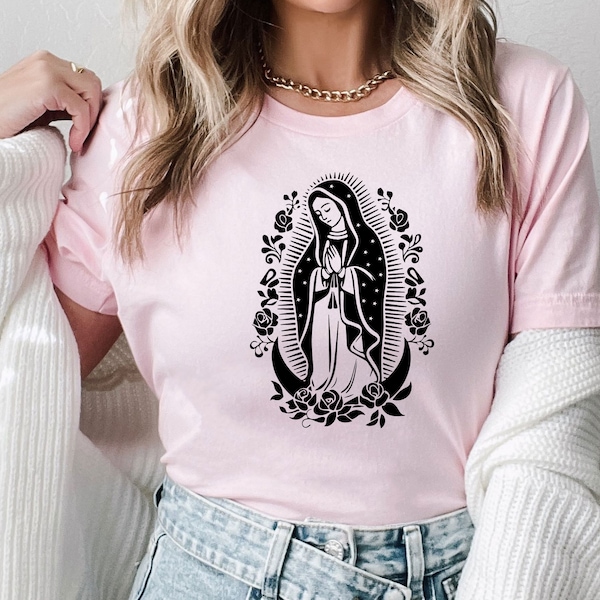 Virgin Mary Shirt, Religious Gift, Mother Of Jesus, Cute Mum Shirt, Mother Mary Shirt, Jesus T-shirt, Catholic T shirt, Church Shirt