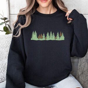 Forest Sweatshirt, Pine Tree Sweater, Christmas Tree Jumper, Christmas Sweatshirt, Holiday Sweatshirt, Camping Lover Gift, Nature Lover Top image 3