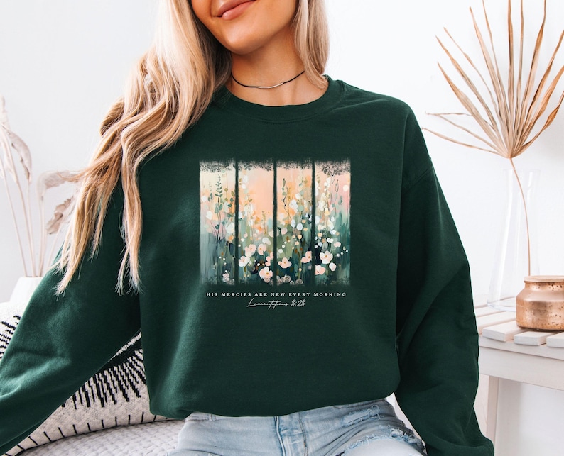 His Mercies Are New Sweatshirt, Christian Sweater, New Every Morning Jumper, Bible Quote Gift, Jesus Lover Gift, Church Sweatshirt zdjęcie 2