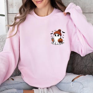 Ghost Sweatshirt, Cute Ghost Sweater, Halloween Jumper, Funny Halloween, Ghost Pumpkin Top, Pumpkin Season Gift, Fall Sweater, Autumn Jumper image 2
