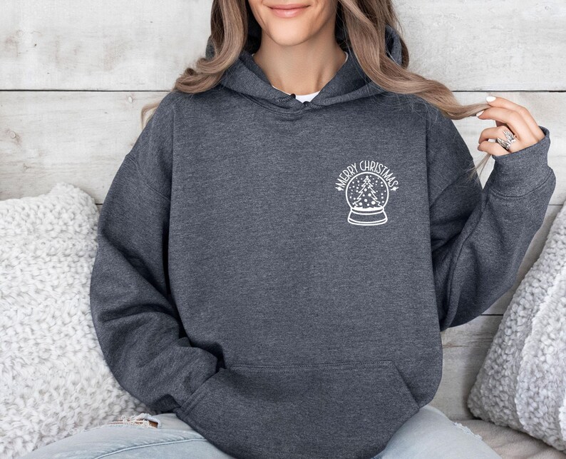 Snow Globe Hoodie, Merry Christmas Hoodie, Winter Hoodie, Christmas Hoodie, Womens Christmas, Happy Christmas, Holiday Hoodie, Snow Hoodie image 5