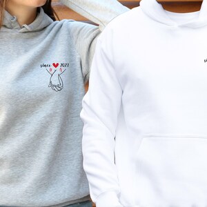 Couple Hoodie, Valentines Day Gift, Matching Hoodie, Honeymoon Hoodie, Wedding Hoodie, Gift For Couple, Custom Couple Gift, Personalised Top image 2