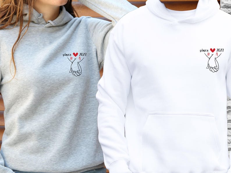 Couple Hoodie, Valentines Day Gift, Matching Hoodie, Honeymoon Hoodie, Wedding Hoodie, Gift For Couple, Custom Couple Gift, Personalised Top image 2