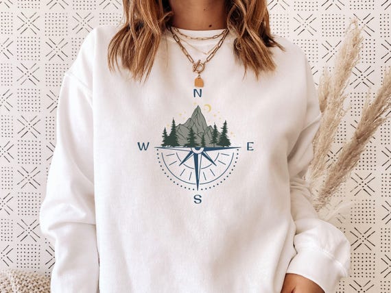 Camping Sweatshirt, Compass Sweatshirt, Compass Gift, Camping Gifts, Womens Camping Top, Mens Camping Gift, Mountain Top, Holiday Jumper