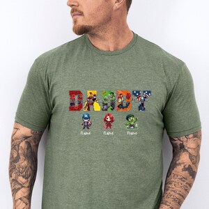 Custom Daddy Superhero Shirt, Avengers Fathers Day T-shirt, Personalised Dad Tee With Kids Names, New Dad Heroes Gift image 4