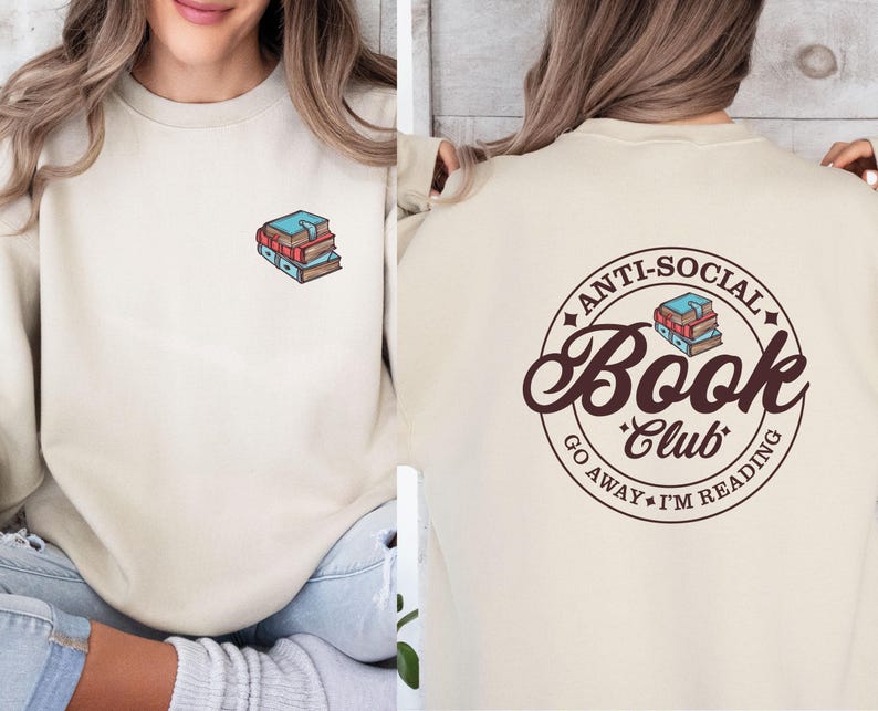 Sudadera del club de lectura, Club de lectura antisocial, Suéter literario, Jersey divertido de libros, Suéter para amantes de los libros, Regalo para amantes de los libros, Sudadera de lectura imagen 2
