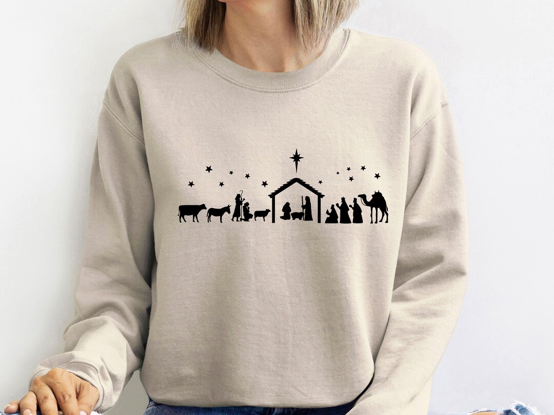 Nativity Sweatshirt, Nativity Scene, Christmas Sweater, Christmas