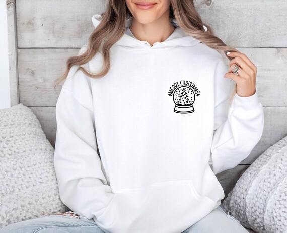 Snow Globe Hoodie, Merry Christmas Hoodie, Winter Hoodie, Christmas Hoodie, Womens Christmas, Happy Christmas, Holiday Hoodie, Snow Hoodie