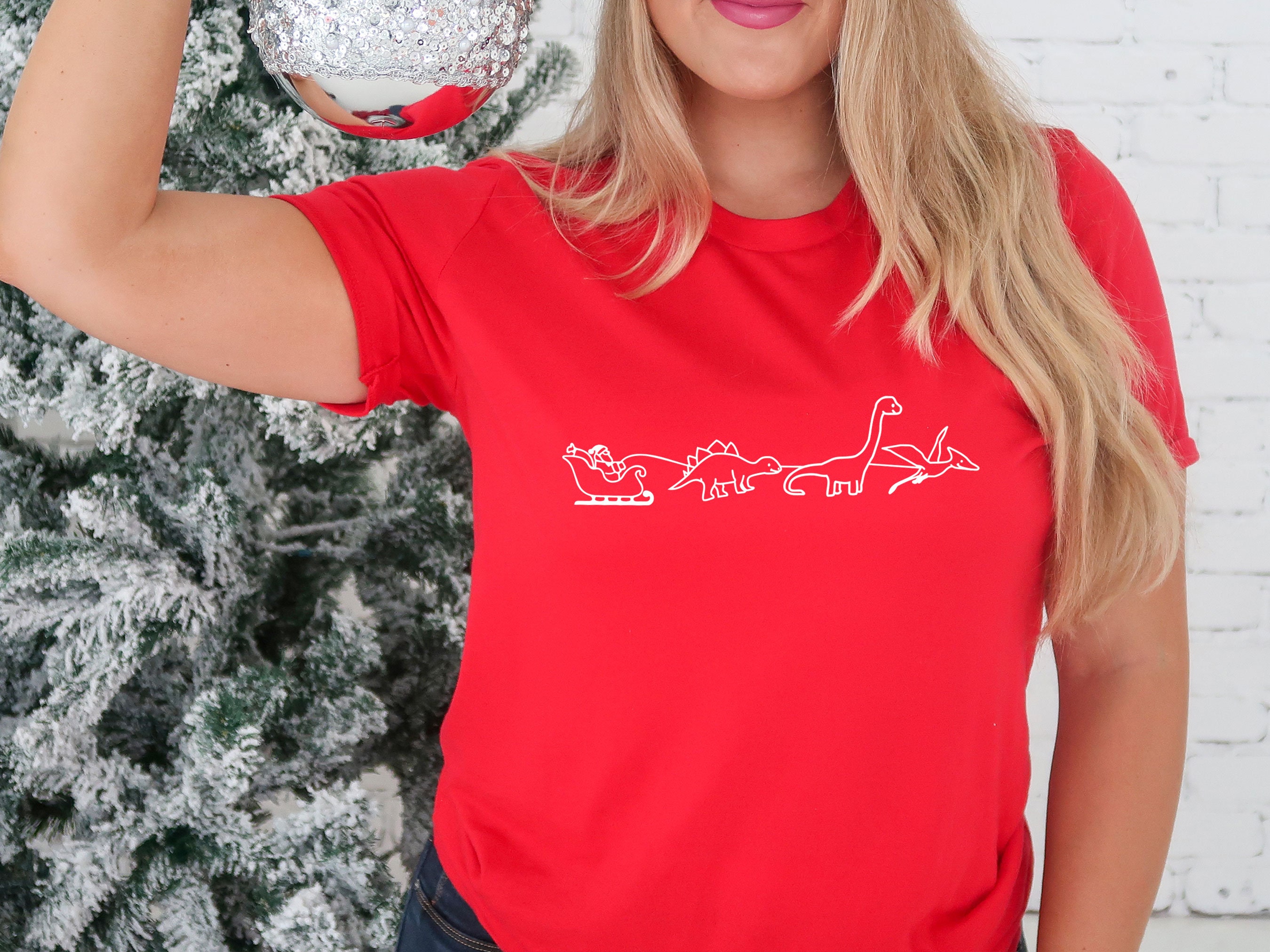 Discover Funny Christmas Dinosaur Sleigh Tshirt, Christmas Santa Squad Shirt, Christmas Gift,Christmas Party Family T-shirt,Christmas Holiday T shirt