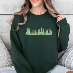 Forest Sweatshirt, Pine Tree Sweater, Christmas Tree Jumper, Christmas Sweatshirt, Holiday Sweatshirt, Camping Lover Gift, Nature Lover Top image 5