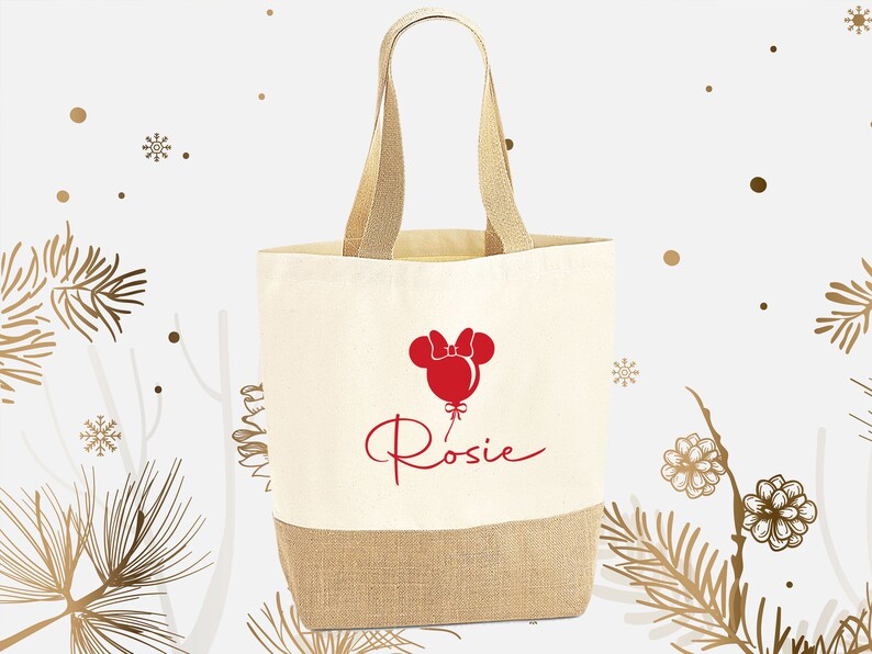 Personalised Disney Jute Bag, Cute Christmas Gift,Custom Disney Shopping Bag,Personalized Disney Beach Bag,Funny Summer Gift,Disney Tote Bag 