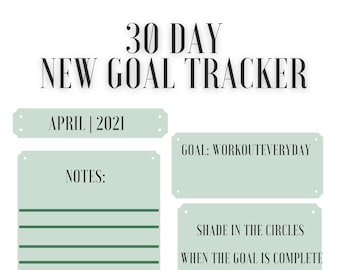 30 Day Goal Tracker | Habit Tracker Printable| Goal Planner| Daily Habit Tracker | Journal Printable | Journal Insert | A4 | US Letter