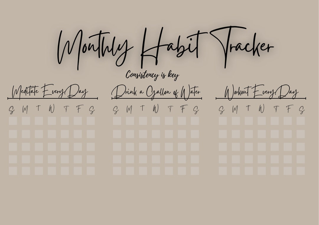 Habit Tracker Printable, Square Habit Tracker| Goal Planner| Daily ...