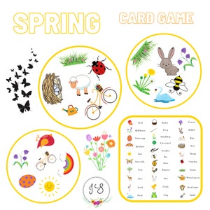 Lente - Dobble/Spot it-stijl spel (printbaar), spel gebaseerd op Dobble of Spot it-kaartspel