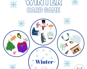 Winter - Dobble/Spot it style game (printable), game based on Dobble or Spot it card game