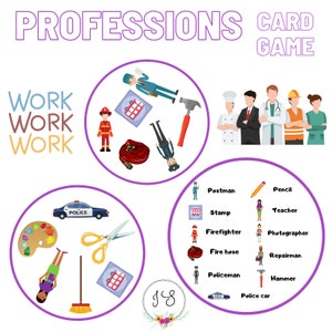 Professions - Dobble/Spot it style game (printable), game based on Dobble or Spot it card game