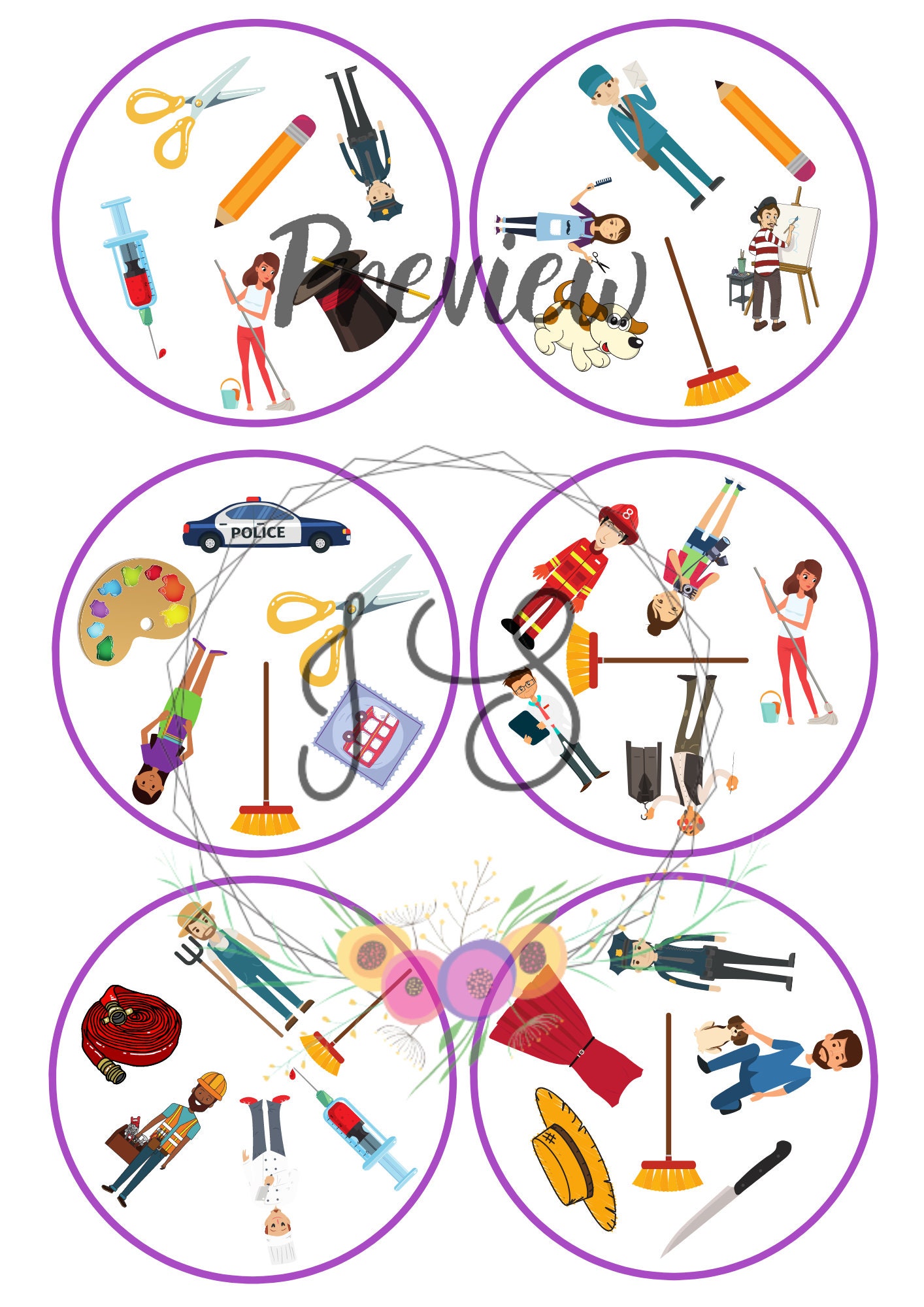 Professions Dobble spot It Style Game printable Game Based On professions-dobble-spot-it-style-game-printable-game-based-on