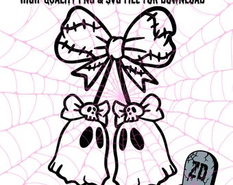 Coquette Ghost Bows | Halloween, Spooky, Goth, Alt, Emo | Digital Download PNG SVG