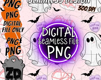 Ghost Valentines Treats - Seamless Digital Download PNG, Holiday Seamless png, Love Seamless Png, Heart Cake Brownie Seamless png, Cake file