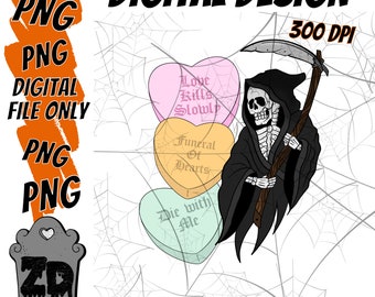 Grim Reaper Pastel Horror Valentines Day | Digital Download PNG