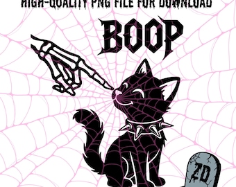 Boop Kitty Skelly Skeleton | Halloween, Spooky, Goth, Alt, Emo | Digital Download PNG SVG