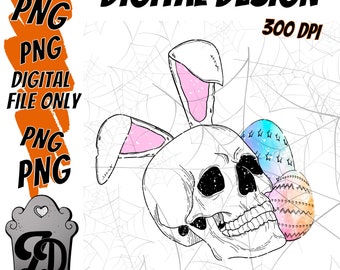 Happiest Easter | Distressed Easter Eggs Skull | Sublimation Digital Download PNG