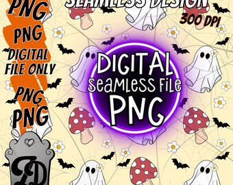 Ghostie - Seamless Digital Download PNG, Halloween Seamless png, Spooky Season Seamless Png, Bats Ghost Seamless png, Horror png file