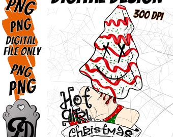 Christmas Cake Hot Girl | Christmas Snacks | BONUS XMAS Print | Sublimation Digital Download PNG
