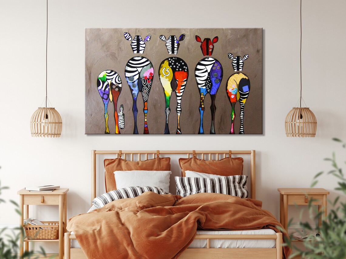 Banksy Colorful Zebra Canvas / Banksy Abstract Canvas / Africa Etsy